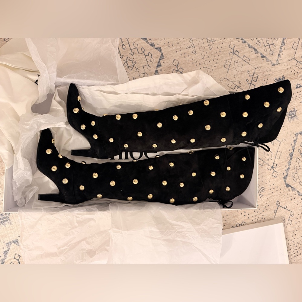 ✨ CHLOE EVE Studded suede over-the-knee boots $2,290 - Picture 12 of 13